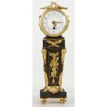 A French Empire clock by 'A. Belluet', in a bronze and ormolu case on a pedestal with musical