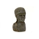 NICOLAS TANDI (ZIMBABWE, b. 1948), untitled, contemporary African, carved green stone bust of a