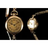 Two yellow metal ladies dress watches