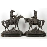 A pair of spelter cavalrymen of 17th Century style