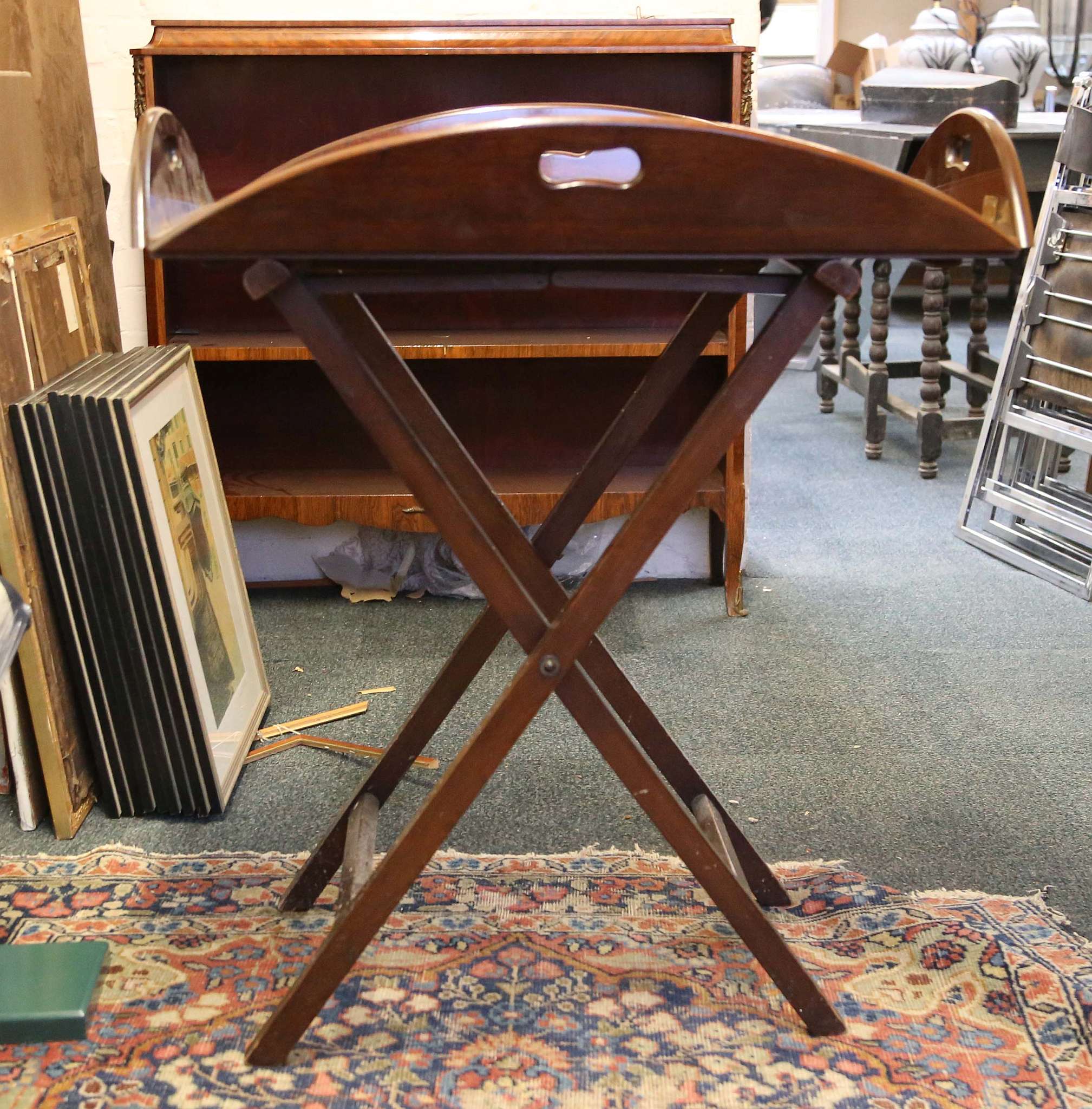 A mahogany butler's tray on folding stand - Image 3 of 3