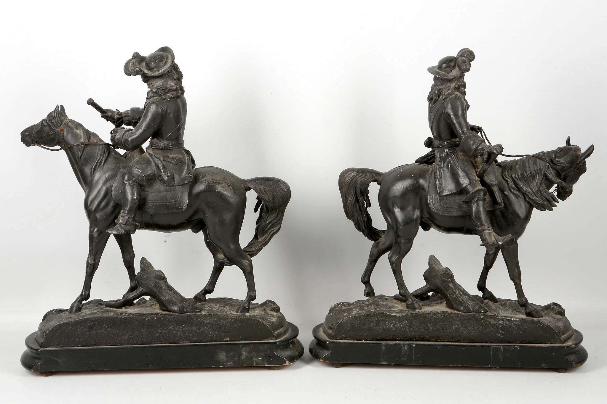 A pair of spelter cavalrymen of 17th Century style - Image 2 of 2