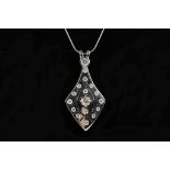 An 18ct white gold, large Art Deco style, pendant 1.96ct, on 18ct white gold snake chain