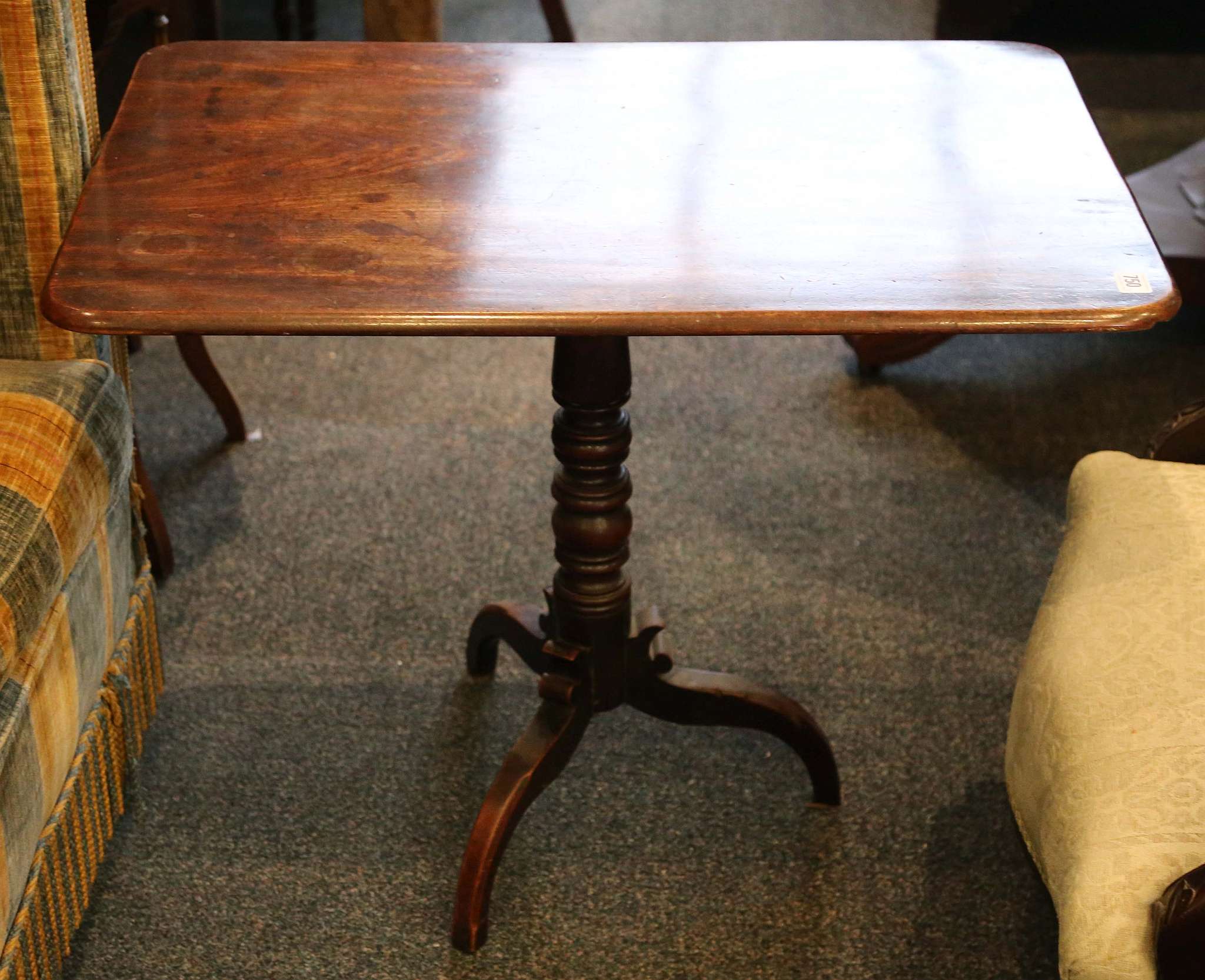 A George III tilt-top tripod table and a 19th Century commode (2)