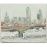 HENRY KONDRACKI (BRITISH, b.1953), 'WATERLOO BRIDGE', contemporary Scottish school, oil on canvas,