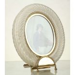 GIOVANNI CENEDESE for CENEDESE GLASS MURANO, a rope twist design picture frame of white, clear cased