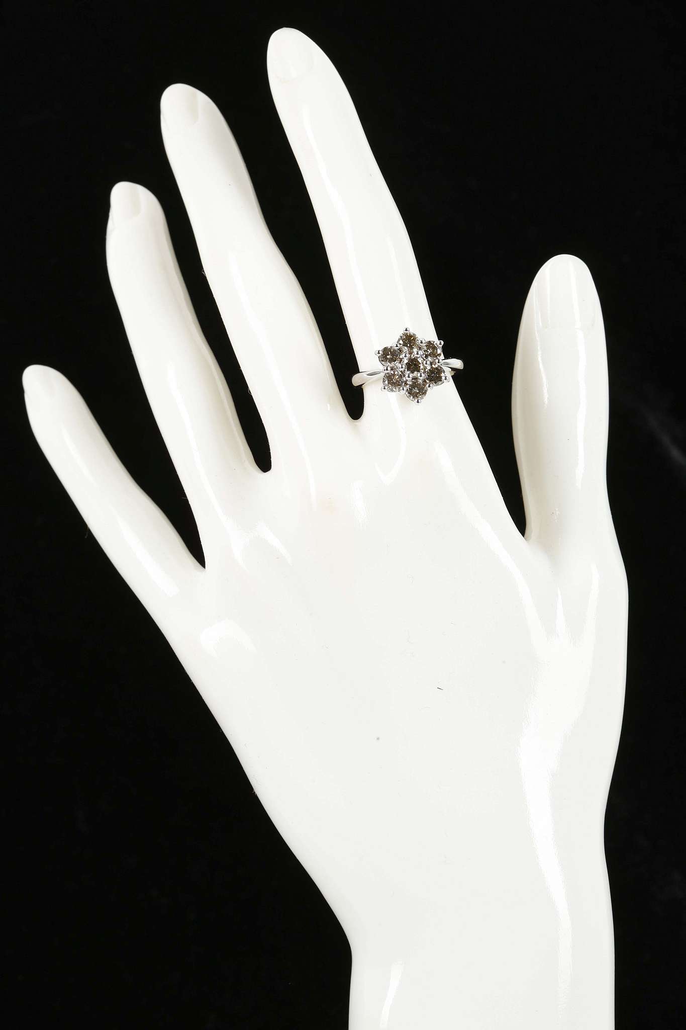 An 18ct white gold, 7 stone diamond champagne cluster ring, 1.42ct - Image 2 of 2