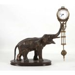 After the German c.1930's, original, an elephant mystery swinging clock, with bronzed elephant