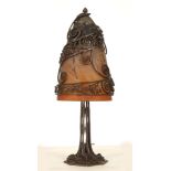 DAUM NANCY, FRANCE, CAMEO GLASS LAMP, with wrought