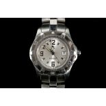 A ladies stainless steel Tag Heuer Professional wristwatch, with silvered date dial and original