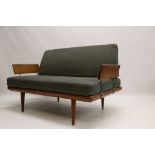 PETER HVIDT & ORLA MOELGAARD NIELSEN for FRANCE & SONS, a 1960's Danish teak framed sofa with grey