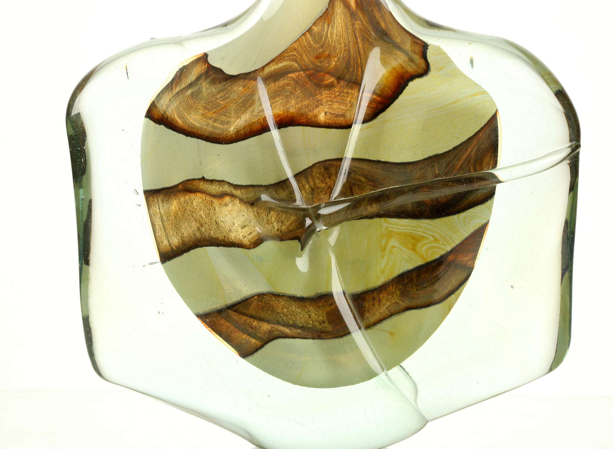 A MDINA FISH VASE, mid 20th century, green and brown clear cased glass, (21 x 27cm high) - Image 2 of 5