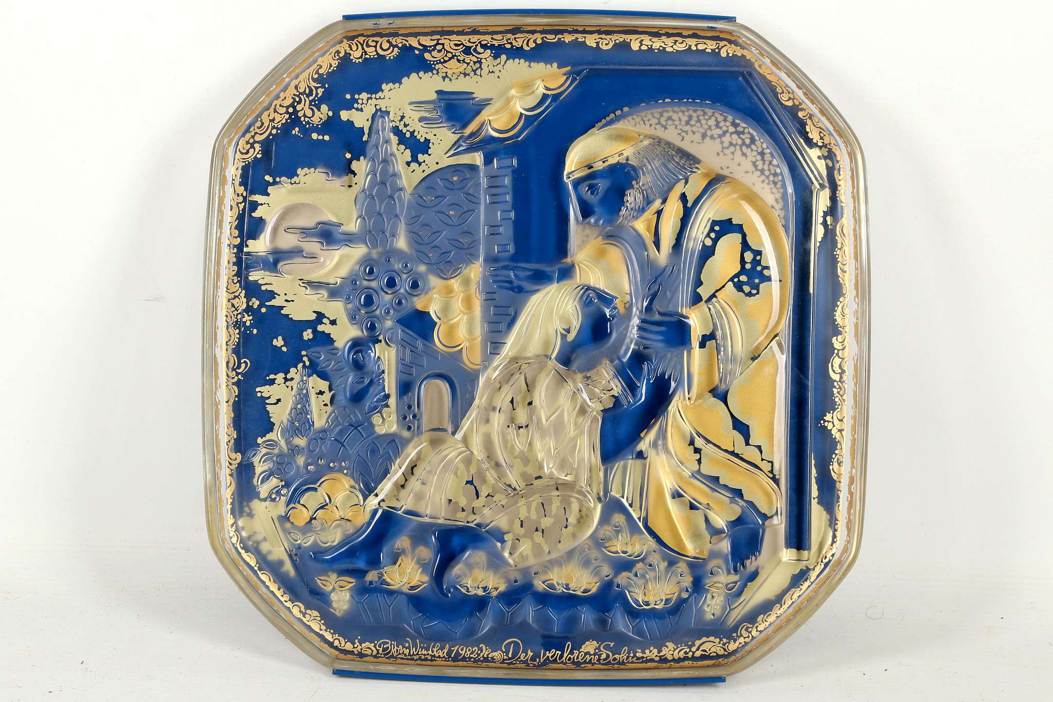 Rosenthal, A Bjorn Wimblad limited edition glass plaque, depicting 'The Prodigal Son' 31 x 31cm