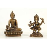 Two Tibetan bronzes, one of Ganesh, the second of a Buddhistic figure with lotus and bowl (2)