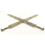 2 Chinese bronze short swords, 55cm long