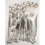 King's pattern and other silver cutlery including