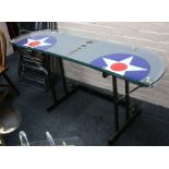 An American Air Force 'wing' desk or console table