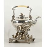 A 19th Century silver plated spirit kettle, with f