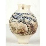 A PORCELAIN STUDIO POTTERY VESSEL, with incised de