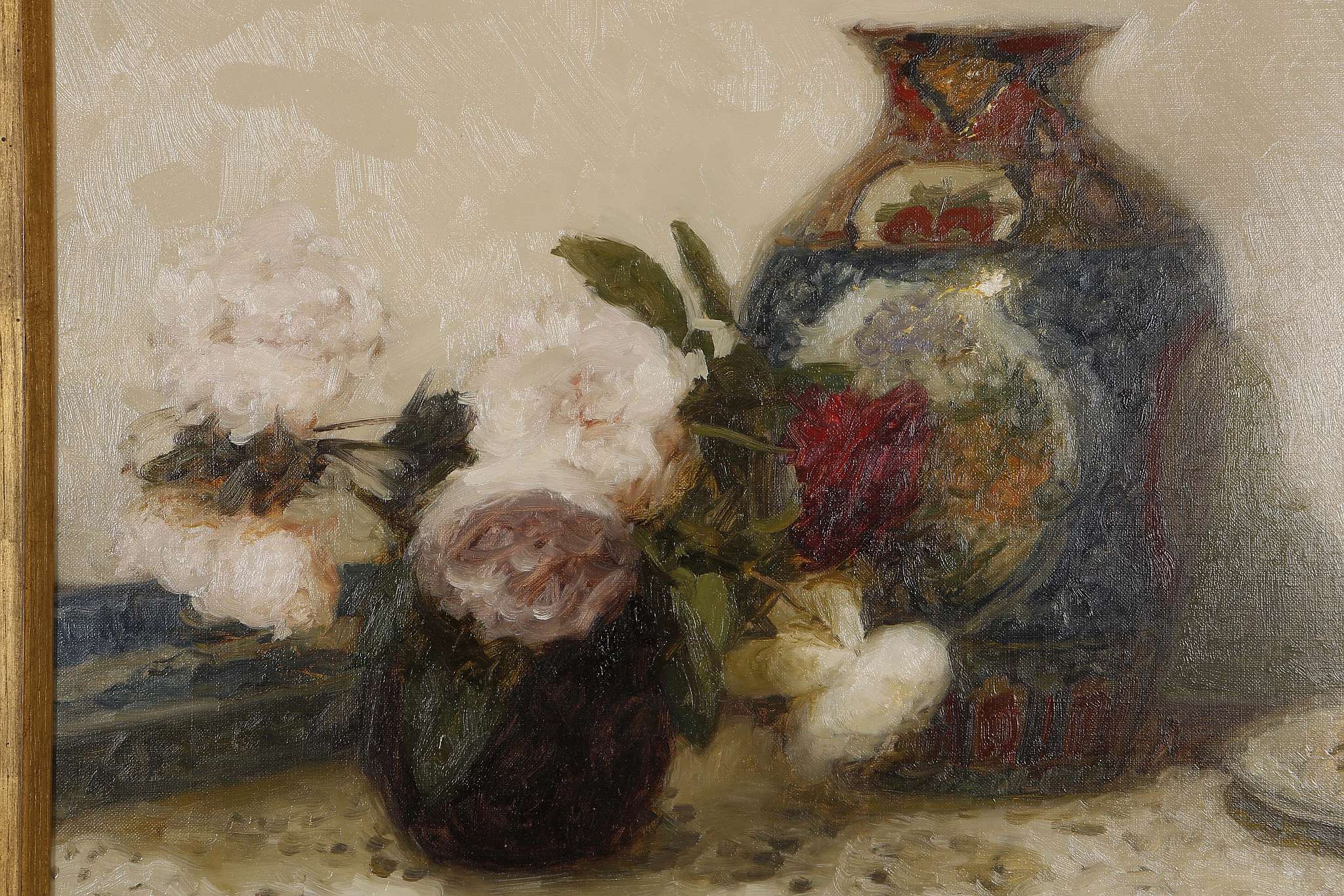 Paul Raymond Seaton, b.1953, 'White and Pink Roses - Image 4 of 6