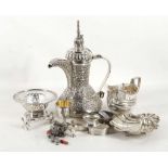 A silver Turkish coffee pot, a George III silver c