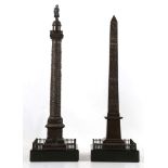 Two Grand Tour style desk top columns; Napoleon at