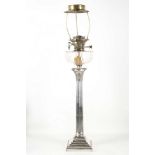 A Corinthian column lamp, brass, reeded column, st