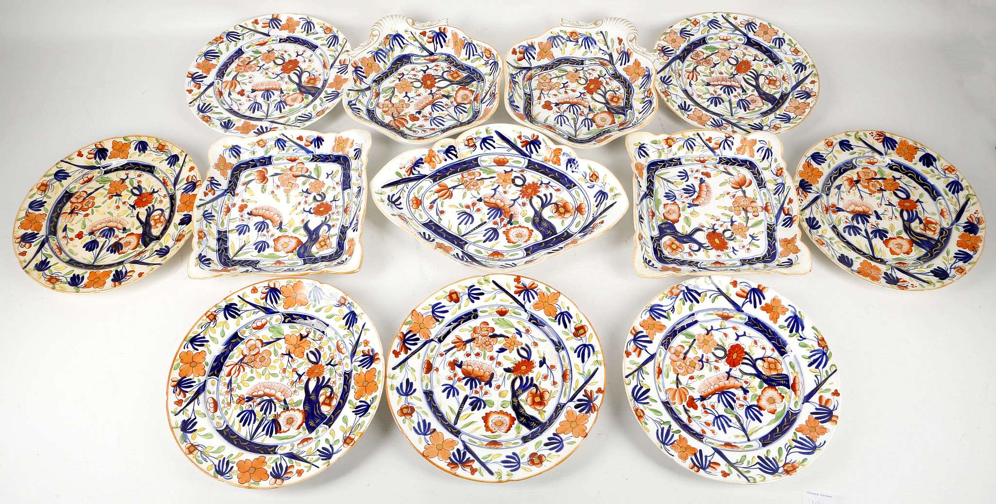 A Staffordshire porcelain part dessert service, mi