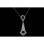 An Art Deco style, 18ct white gold pendant, set wi