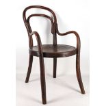 A Thonet child's bentwood chair, arms, fan decorat