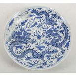 A Chinese blue and white dragon plate, Guangxu mar