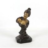 Riquas? patinated bronze Art Nouveau figure, head