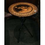 A Sorento Italian side table, inlaid and hand pain
