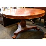 A Victorian mahogany circular dining table, on ped