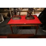 An Edwardian mahogany library table, red rexine in