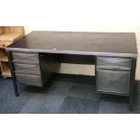 A vintage 1960's stripped metal desk, 152.5 x 76.5