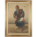 J. M. Elhifray, painting of an Arabic drummer, oil