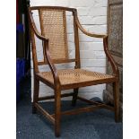 A pair of Georgian rattan seat chairs, light mahog