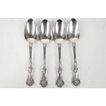 A set of four George IV, hallmarked silver serving