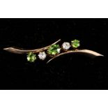 A 19th Century 14k gold, diamond and demantoid gar