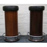 A pair of contemporary bar stools, with black leat