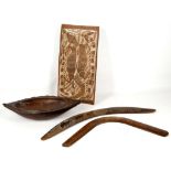 Two early 20th Century Australian boomerangs, carv