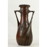 A late 19th Century French bronze Art Nouveau vase