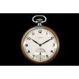 A vintage white metal, cased Longines open faced,