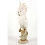 A Royal Dux figure of a cockatoo on perch, 40cm high
