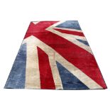 Hand knitted Indian 'Union Jack' rug, 2.70m x 1.85
