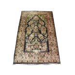 Persian silm qum rug, 1.34m x 0.83m, condition rat