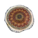 Persian Nain circular rug, 0.91m x 0.93m, conditio