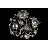 A 19th Century white metal and diamond set floral