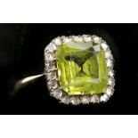 A Victorian 9ct gold, peridot and diamond cluster